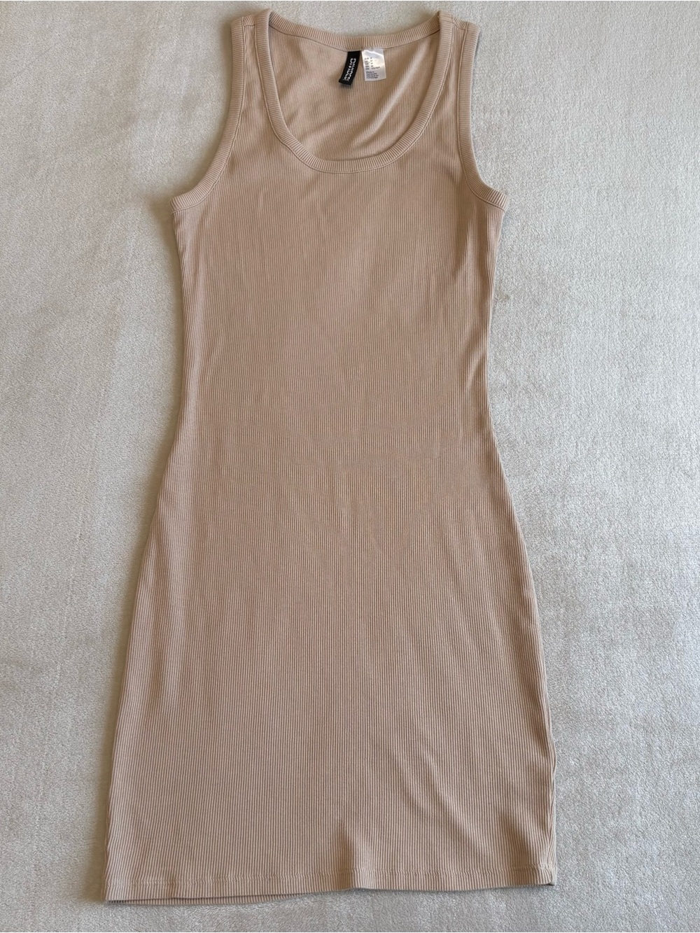 H&M Ribbed Sleeveless Tank Dress in Beige